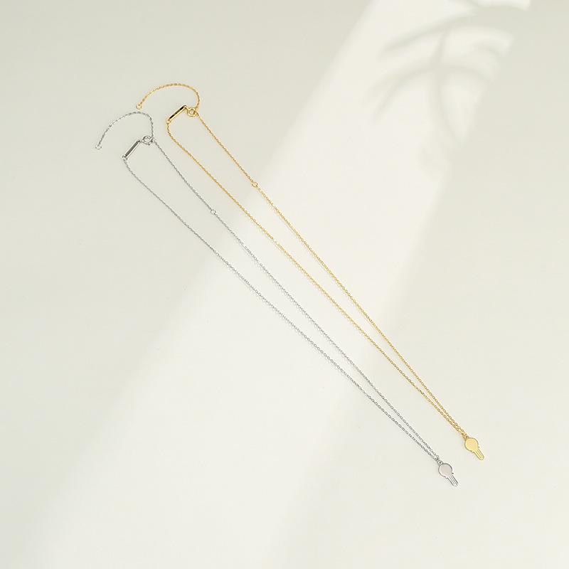 925 Silver Key Pendant Necklace - Women's Clavicle Chain, Cold Style, Couple's Niche Design