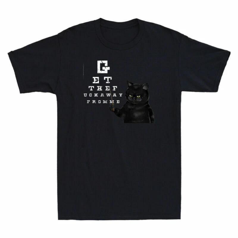 Black Cat Get The Fvck Away From Me Funny Novelty Men s Short Sleeve  T-Shirt L