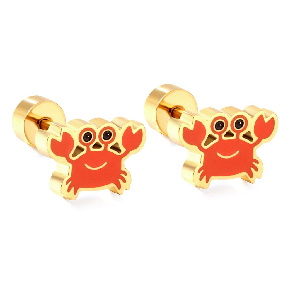 Cute Girls's Tiny Earrings Acrylic Childlike Animals Piercing Small Butterfly Stainless Steel Penguin Studs