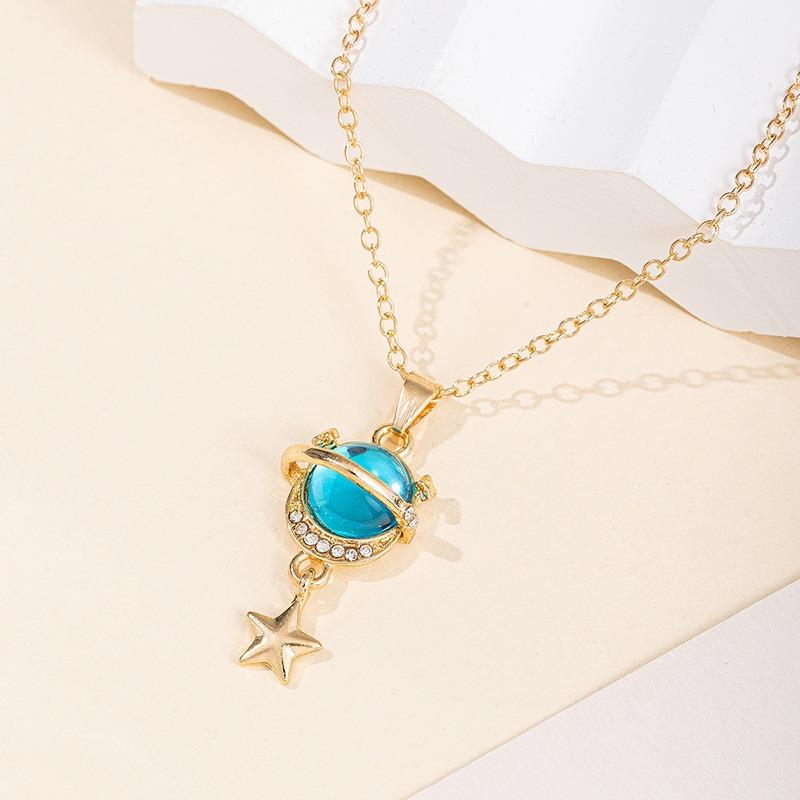 Accessories Fashion Diamond Planet Pendant Personalized Alloy Star Necklace Women's Cover