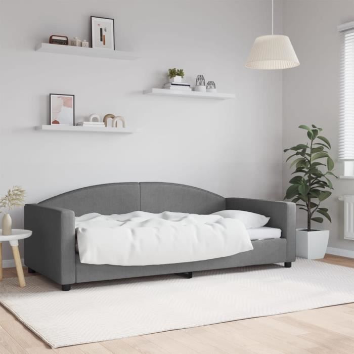 VidaXL Lit de repos gris foncé 90x190 cm tissu 354122