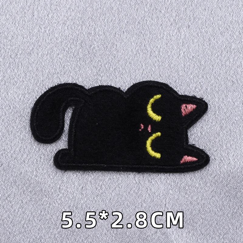 

Самоклеящаяся нашивка «Черный кот»: Бесшовная плюшевая вышивка без шитья и глажки для ремонта куртки