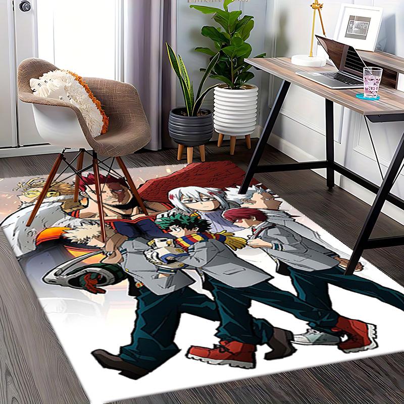 1pc My Hero Academia Theme Chair Mat - Anime Cartoon Design Office Rug, Anti-Slip Carpet for Desk, Suitable for Home Decor, Living Room, Bedroom, Game