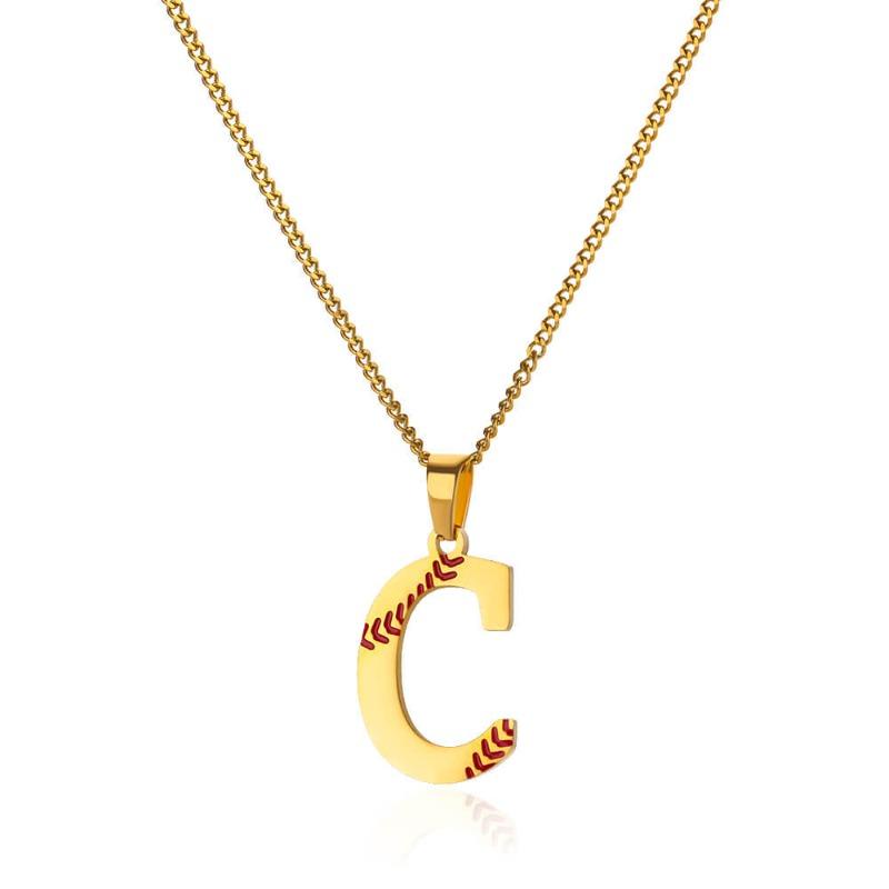 New Design Exquisite Baseball Initials - Letter Necklace Stainless Steel Chain English Pendant