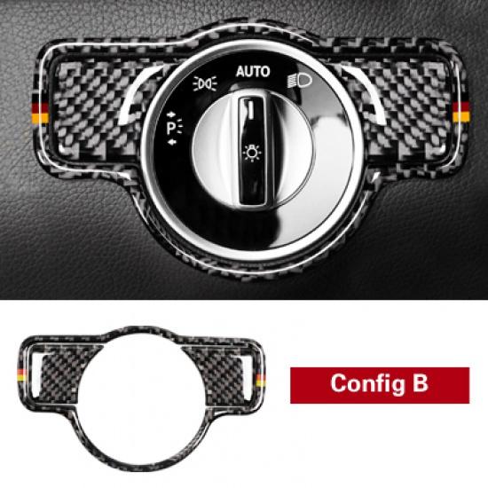 Carbon Fiber For Mercedes Benz W204 W212 W176 CLA GLA GLE GLK GL A B C E Class Headlight Switch Cover Trim Sticker
