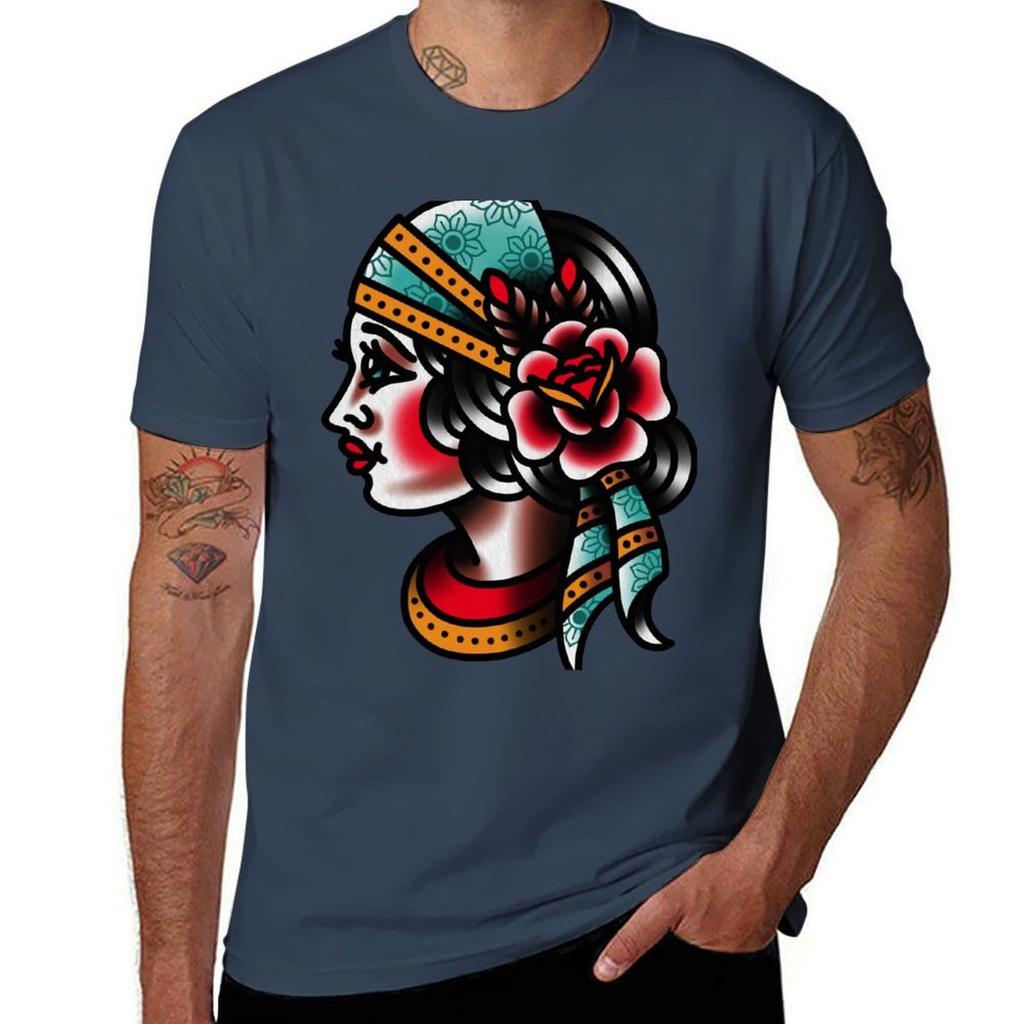 Traditional Gypsy Tattoo Piece Tshirt Work Utility Short Sleeve Shirt