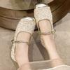 Fashion Ladies' Ballet Flats Elegant Solid Color Bling Mary Janes Shoes Women Spring Autumn Buckle Strap Party Flats Luxury Woman Shoes