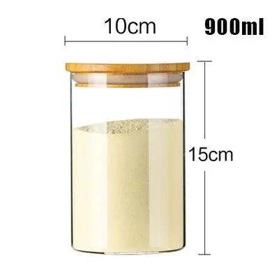 High Quality Glass Transparent Container Glass Jars With Bamboo Lids Candy Tea Coffee Sugar Storage Jars Kitchen Boxes