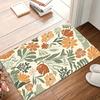 Home Alfombra Cream Orange-Green Floral Area Rug Modern Floral Kids Floor Mat Non-Slip Carpets for Living Room Decoration Gift