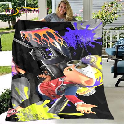 Spel Splatoon Cartoon Zacht Pluche Deken, Flanellen Deken Plaid voor Woonkamer Slaapkamer Bed Bank Picknick Deksel Bettdecke