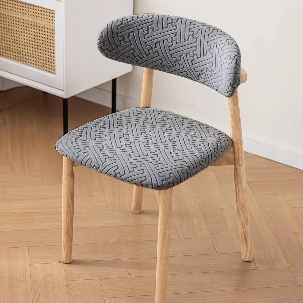 1 Set Curved Backrest Dining Chair Cover Split Type Printing Pattern Armless Chair Cover Elastic Backrest Protector Cove