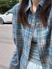 Stilvolle Retro-Karos-Langarm-Hemdjacke für Damen - Lässige Kleidung für Frühling & Herbst