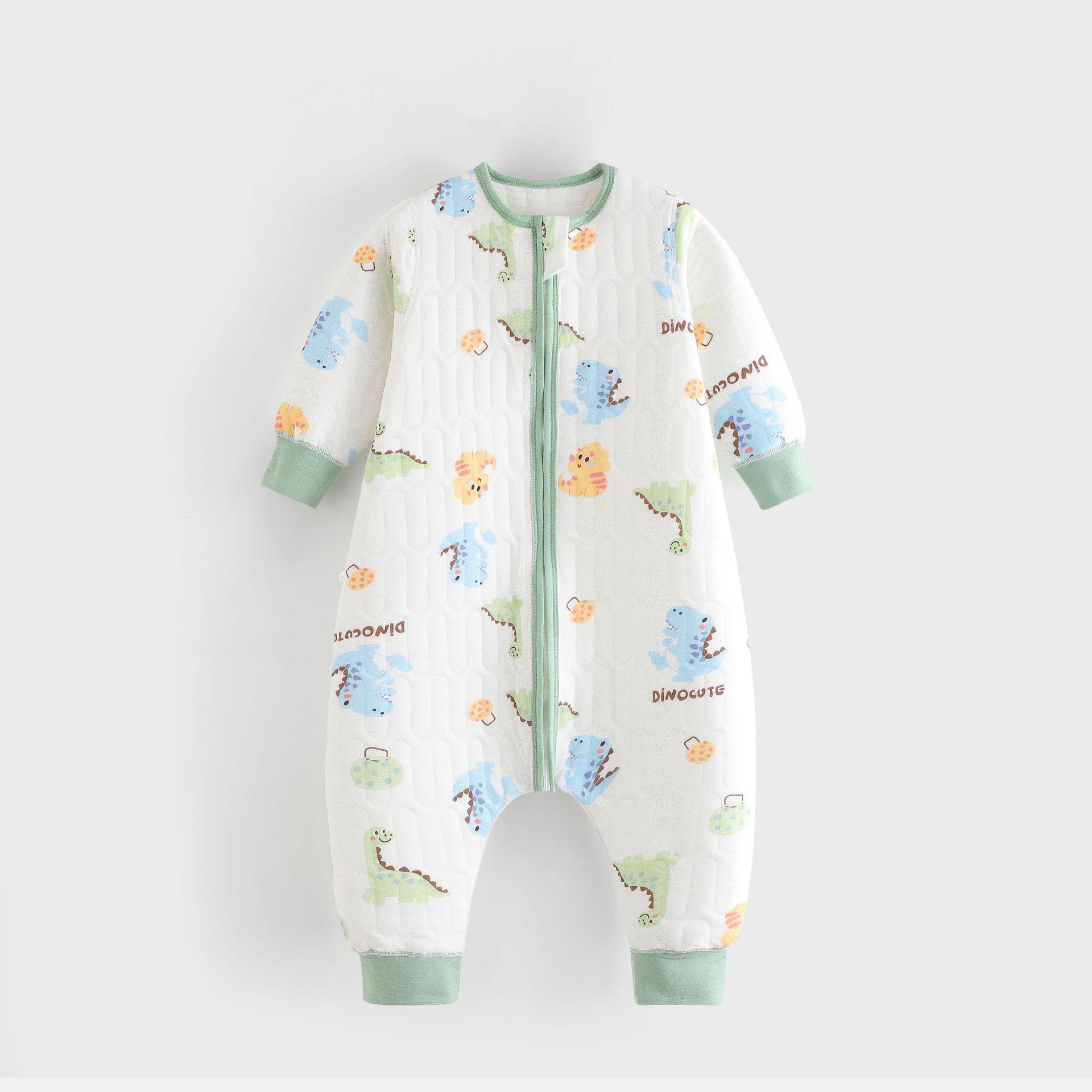 Трехслойный стеганый детский спальный мешок: Бесшовный, Защита от пинания, Теплый комбинезон с разрезанными штанинами для мальчиков и девочек 80cm