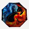 1pc Blue Dragon and Red Phoenix Automatic Opening and Closing Umbrella - Lightweight 3-Fold Design, Suitable for Fans, Travel, Daily Use, Interes