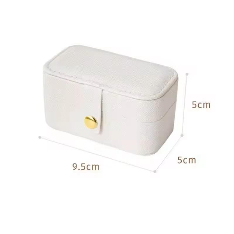 Portable Mini Jewelry Box Small Travel Storage Case for Rings Necklaces Earrings Lipstick with Removable Ring Slot PU Leather