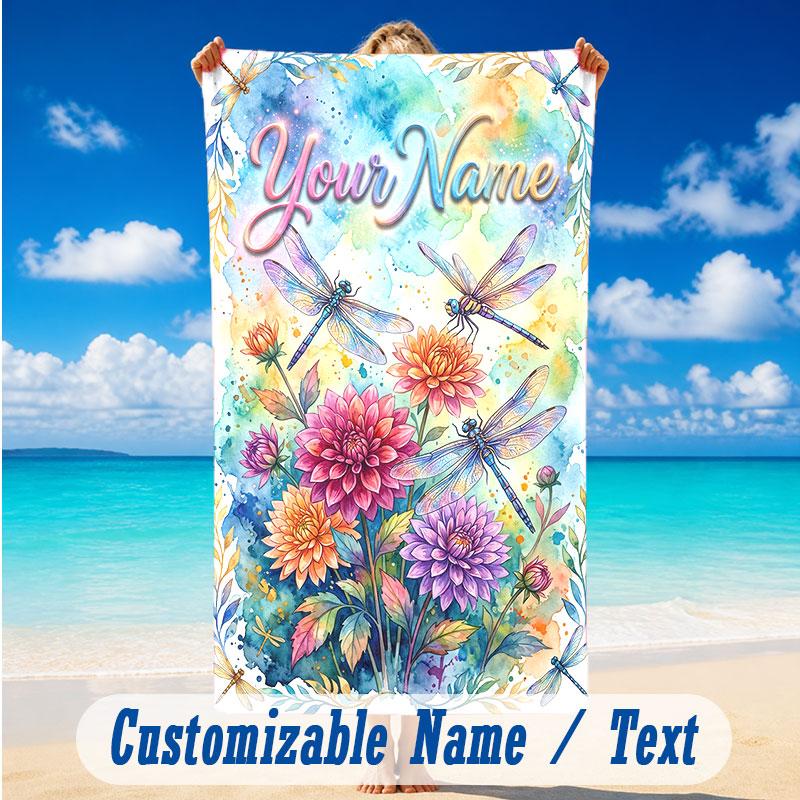 Dragon Phoenix Theme Beach Towel Personalized Custom Name & Text Soft Quick Dry Beach Towel for Swimming Travel