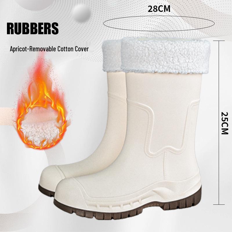 Women's 2025 Fashion Mid-Calf Waterproof Non-Slip Silicone Rain Boots with Thick Sole