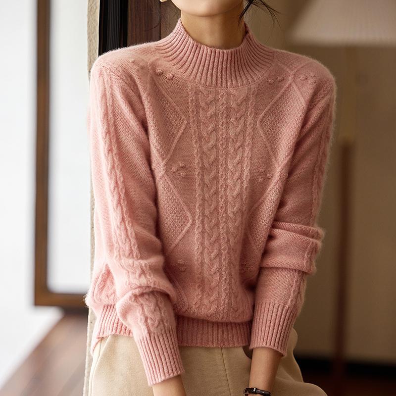 Women's Cashmere Sweater Qinghe Cashmere 30% Cashmere 70% Wool Autumn and Winter Pullover Warm and Fashionable