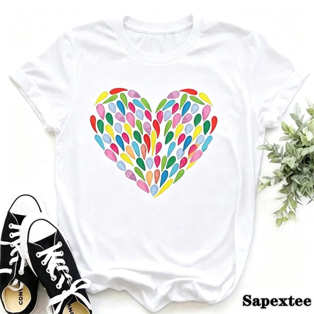 2027 New Finger Heart T Shirt Unisex Tops Korean Ulzzang Graphic Tees Unisex Fashion Unisexs T Shirts 90s Girls Black Shirt