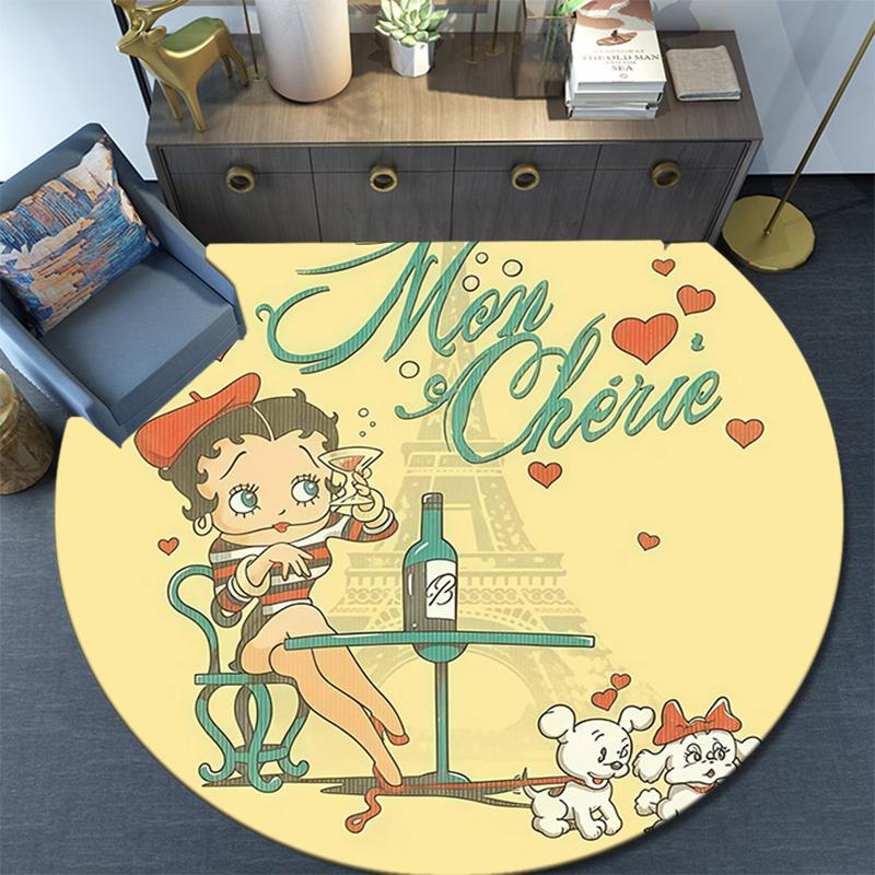 Betty Boop Round Area Rug,Carpet Rug for Living Room Bedroom Sofa Playroom Decor,Non-slip Floor Mat