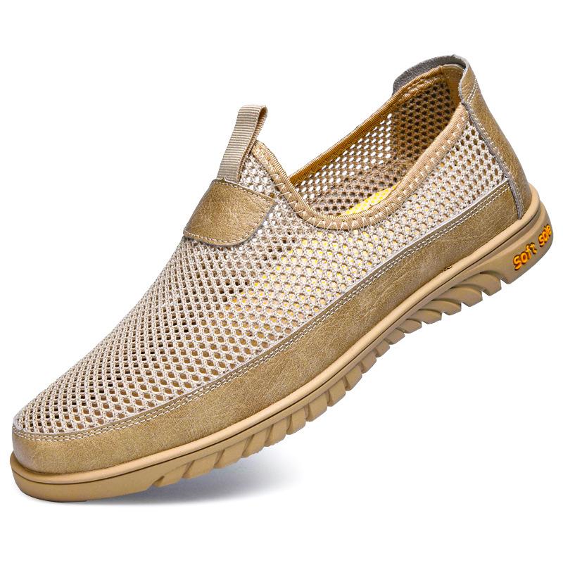 

Mesh shoes men s breathable thin mesh casual sports one pedal lazy versatile trendy shoes 47 песочный