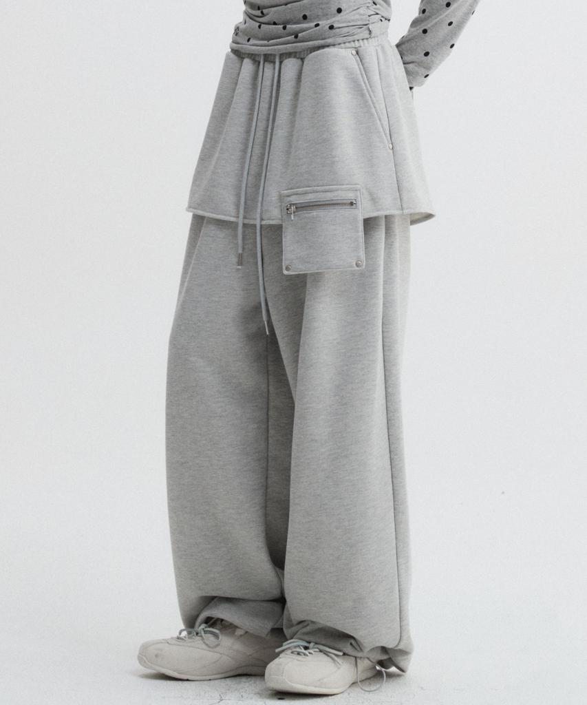 Diaeneseualumeon Skirt Layered Sweatpants Gray