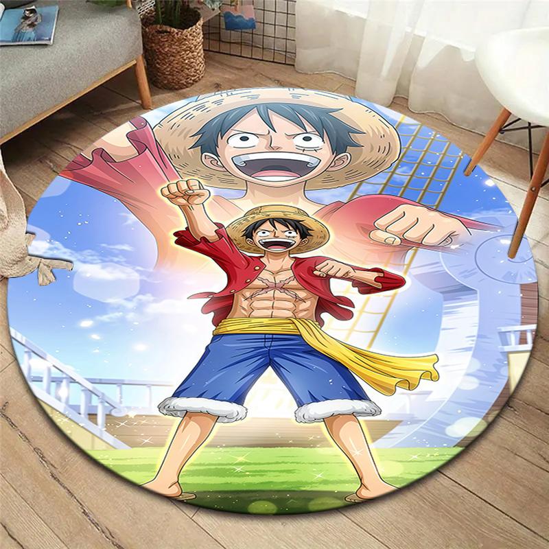 One Piece Monkey D Luffy Round Area Rug Carpet Rug For Living Room Bedroom Sofa Playroom Decor Nonslip Floor Mat