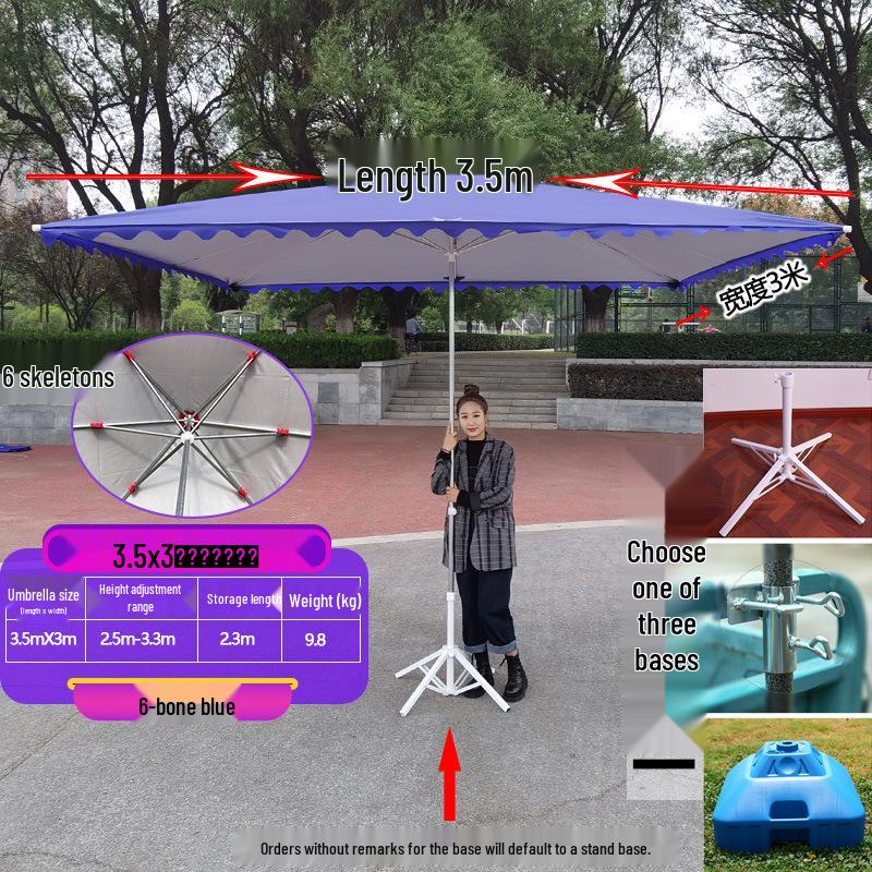 Large Outdoor Rectangular Sunshade Umbrella - Commercial Folding Awning for Courtyard