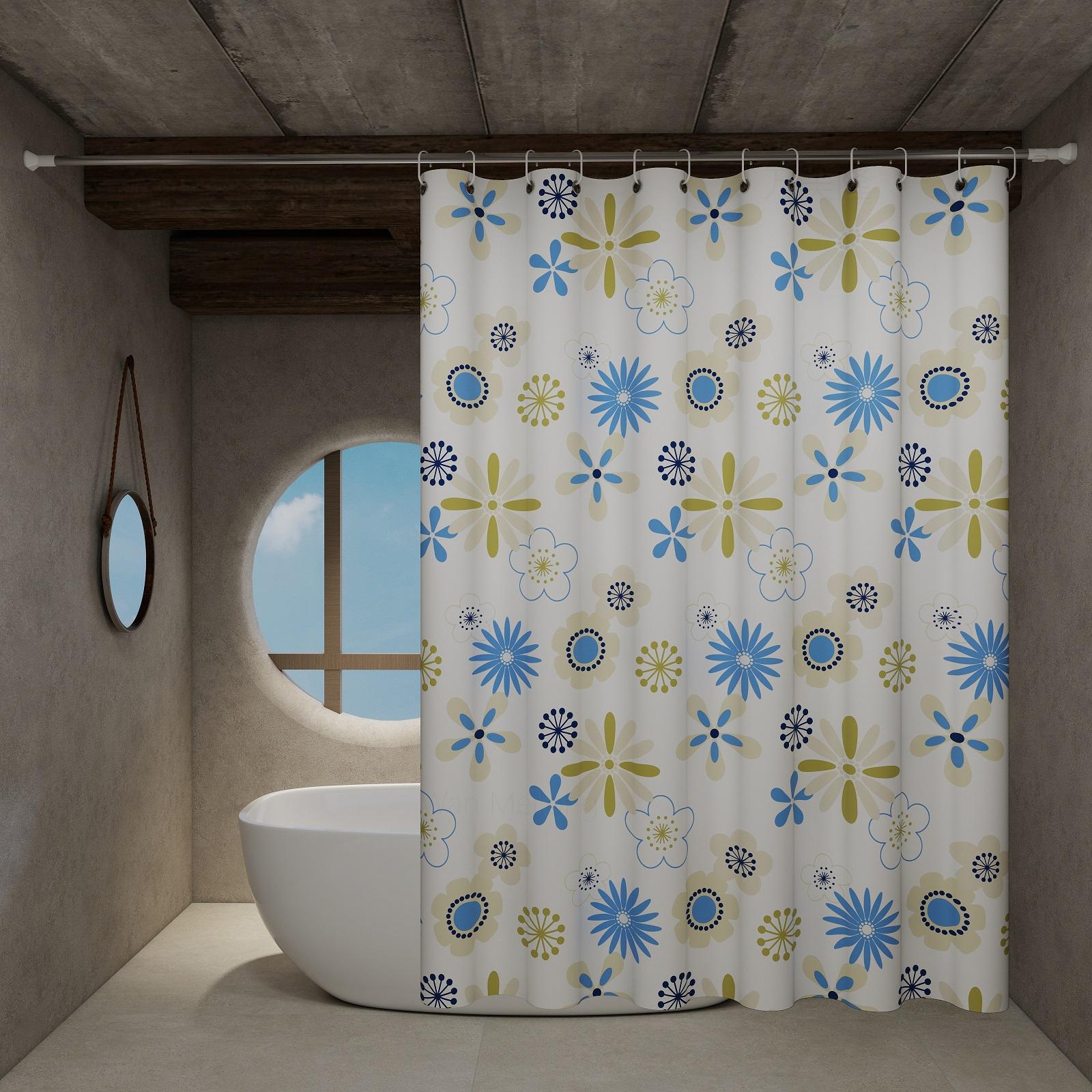 

Свежая и цветочная перегородка, занавеска для душа в ванной и занавеска для душа в туалете, с сине-белыми узорами, яркая 150*180CM