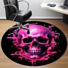 1PC Pink Skull Print Office Round Rug, Non slip, Soft and Durable Office Rug for Interior Decoration, Perfect for Office