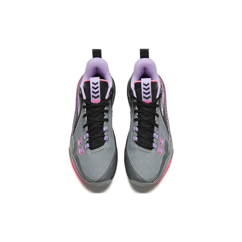 Anta Quick Battle 5 Cushioning Wear-Resistant Mid-Top Basketball Shoes Men's Black Gray Purple Sneakers 112341113-8