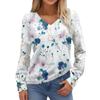 Women's Tops Long Sleeve Cuffs Button-Up Shirt V-Neck Casual Loose Tee Floral Tops