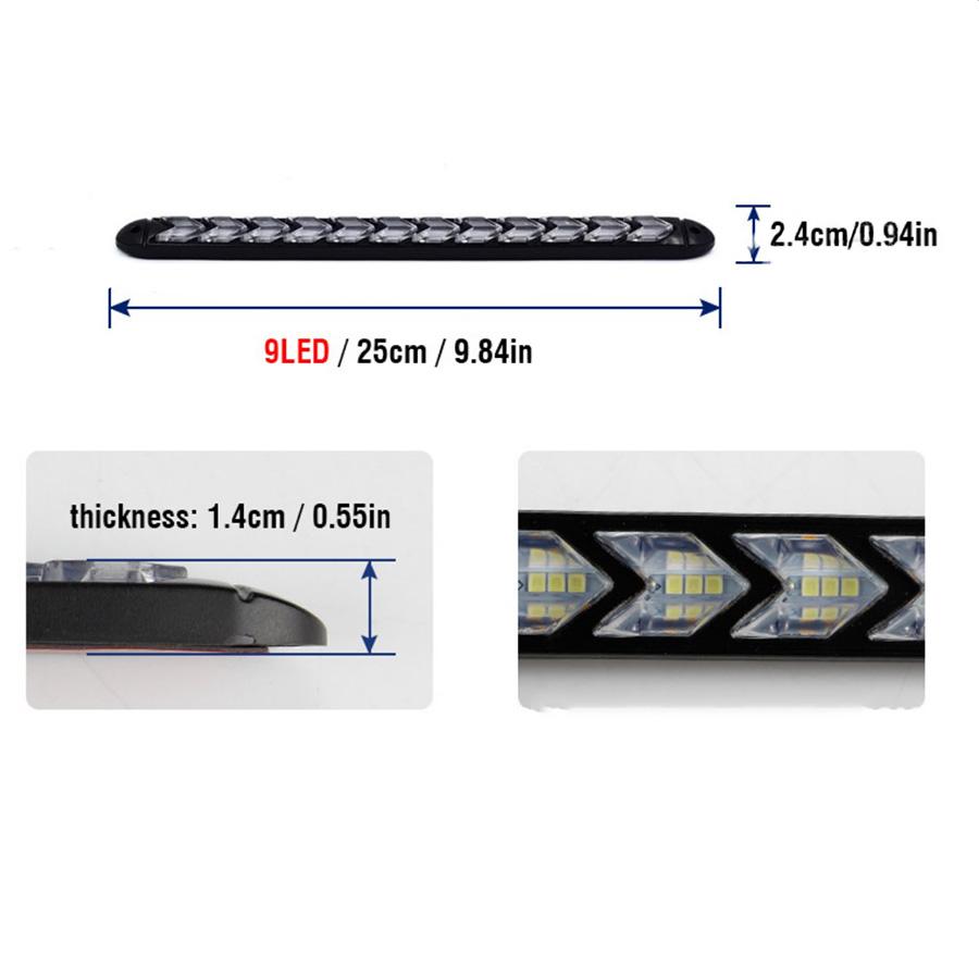 2x 9 LED Daytime Running Light Car Strip DRL Driving Fog Turn Signal Lamp 12V