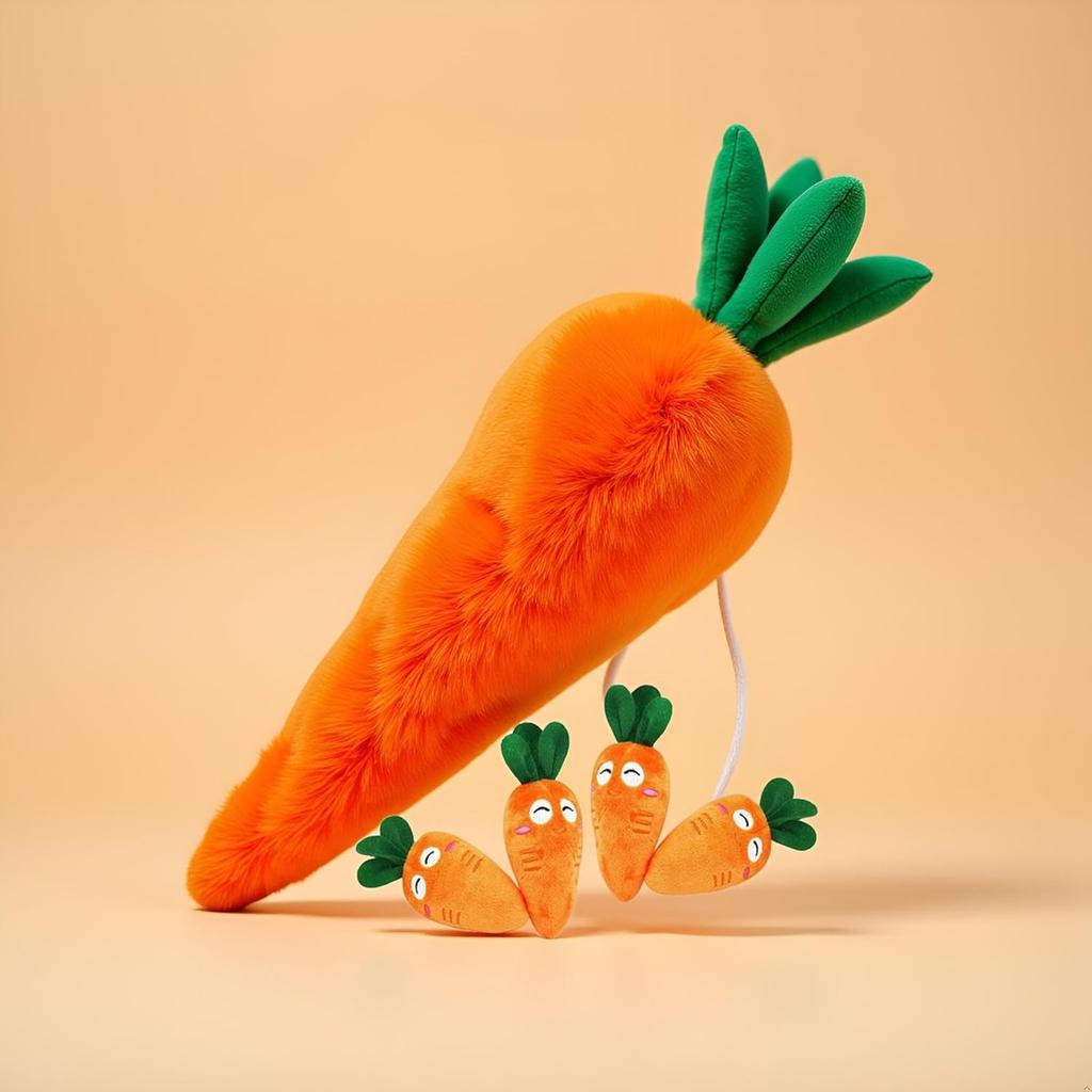 4 Pcs Soft Dog Cute Carrot Plush Chew Squeaker Plush Dog and Cat with Multi-Squeaks Sound Pet Puppy Supplies