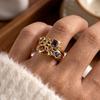 Vintage Geometric Colorful Zircon Rings For Women Luxury Gold Color Copper Knuckle Ring Female Wedding Party Charm Jewelry Gift