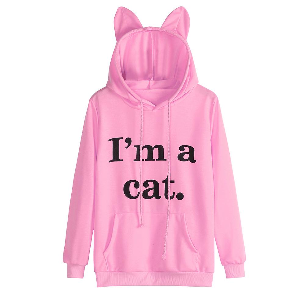 Womens Cat Long Sleeve Hoodie Leyorie Pullover Hooded Tops Blouse Pullover Sweatshirt Womens Cat Long Sleeve Hoodie Leyorie Pullover Hooded Tops Blouse Pullover Sweatshirt
