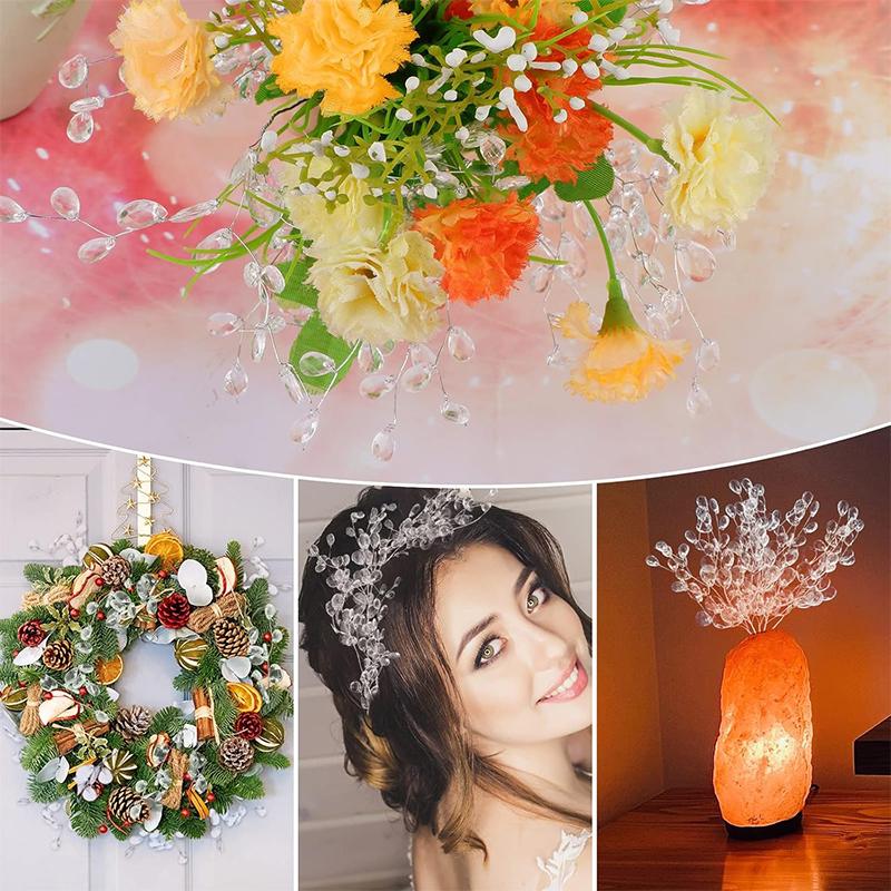 20Pcs Artificial Handmade Acrylic Clear Crystal Beads Bridal Hairbands Tiaras Wedding Hair Accessoies DIY Crafts Home Decoration