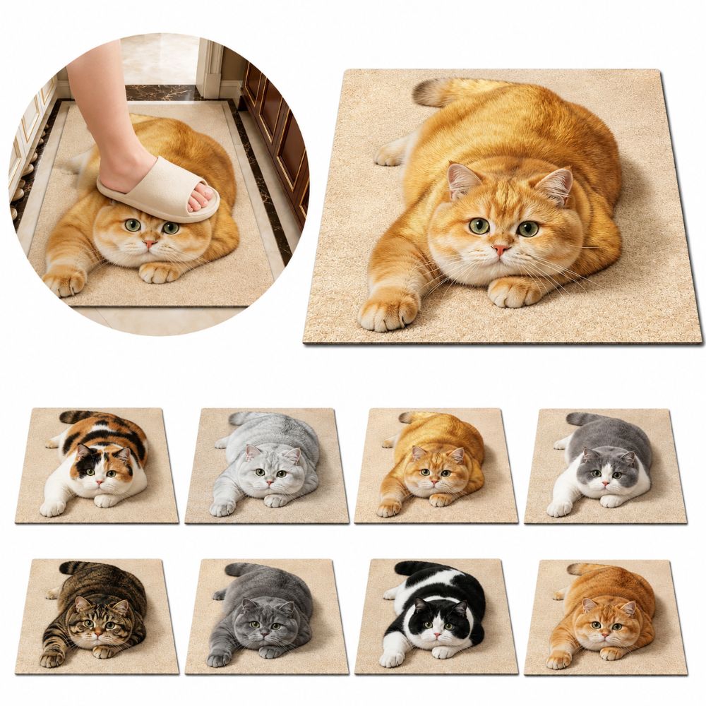 40×60CM Bathroom Carpet Realistic Bedroom Door Rug Cute 3D Cat Floor Mat Home Decor
