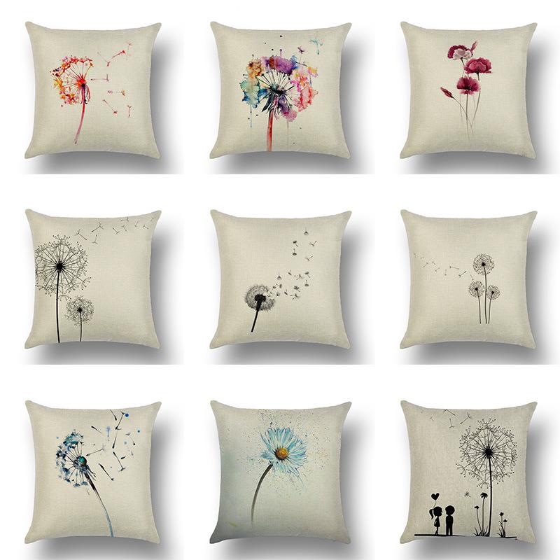 Dandelion Linen Cotton Linen Pillow Cover Sofa Office Car Pillow Cover Premium Durable Quality Useful Practical
