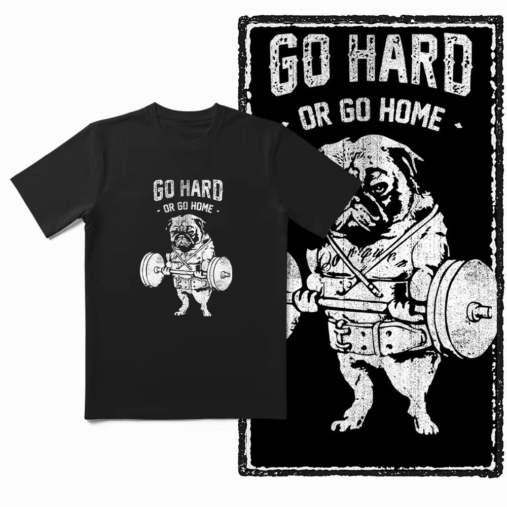 2025 Summer Barbell Pattern Exercise Training Short-Sleeved Cotton Loose And Breathable Men's Fitness Enthusiast T-Shirt Top