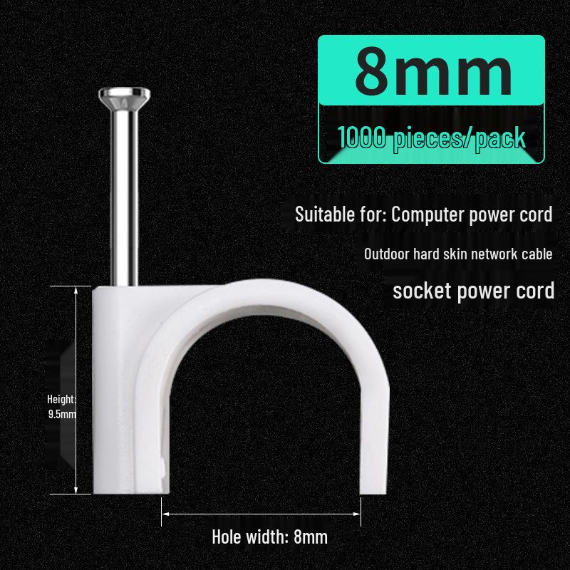 Steel Nail Round Plastic Cable Clip for Wire Management and Network Organization