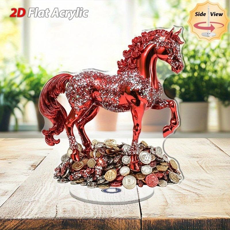 2D Acrylic Ornament 2026 Year Of The Horse Desktop Decorate Miniature Statue Pony Festival Decor Home Office New Year Gift