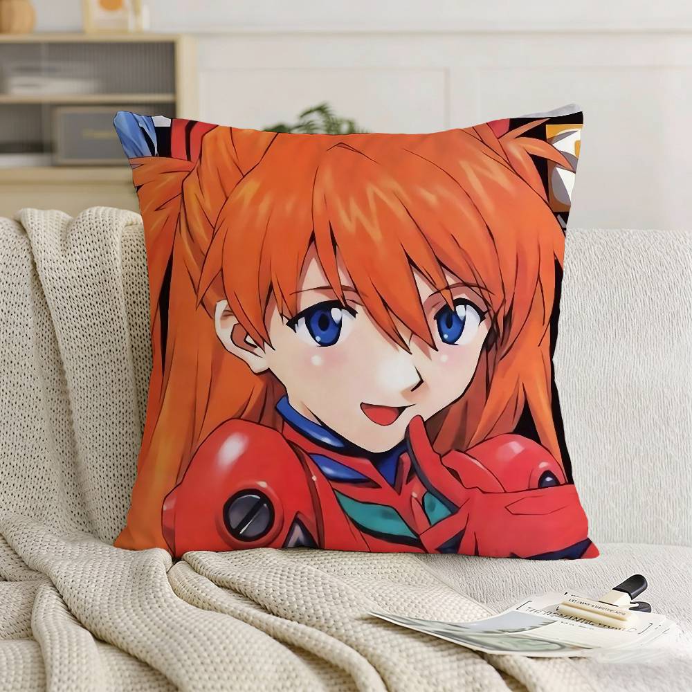 Asuka Langley Soryu Asuka Anime Girl Pillow Case Pattern Printed Pillowcase For Living Room Sofa Cushion Cover