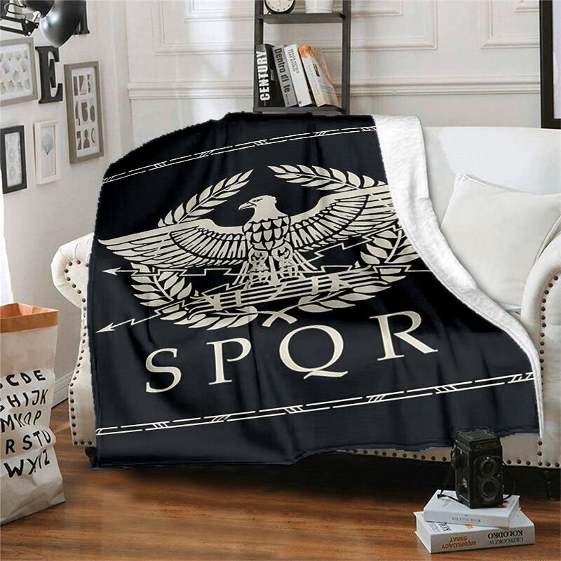 1pc Blanket SPQR Roman Eagle Print Design, Lightweight Blanket for Sofa, Bed- Soft &Warm, Gift for All Seasons Like Christmas, Halloween