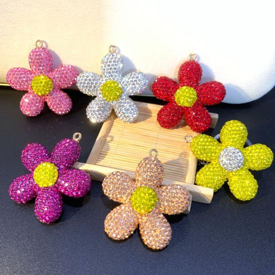 Keychain Pendant Small Flowers Shiny Rhinestone Sunflower Charm Key Chain Decorative Backpack Bag Accessories