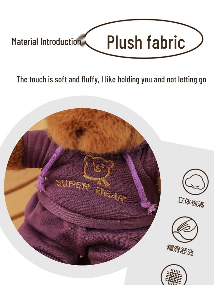 Plush Teddy Bear Doll in Hoodie - Sitting Version, High-Grade Wedding Toy