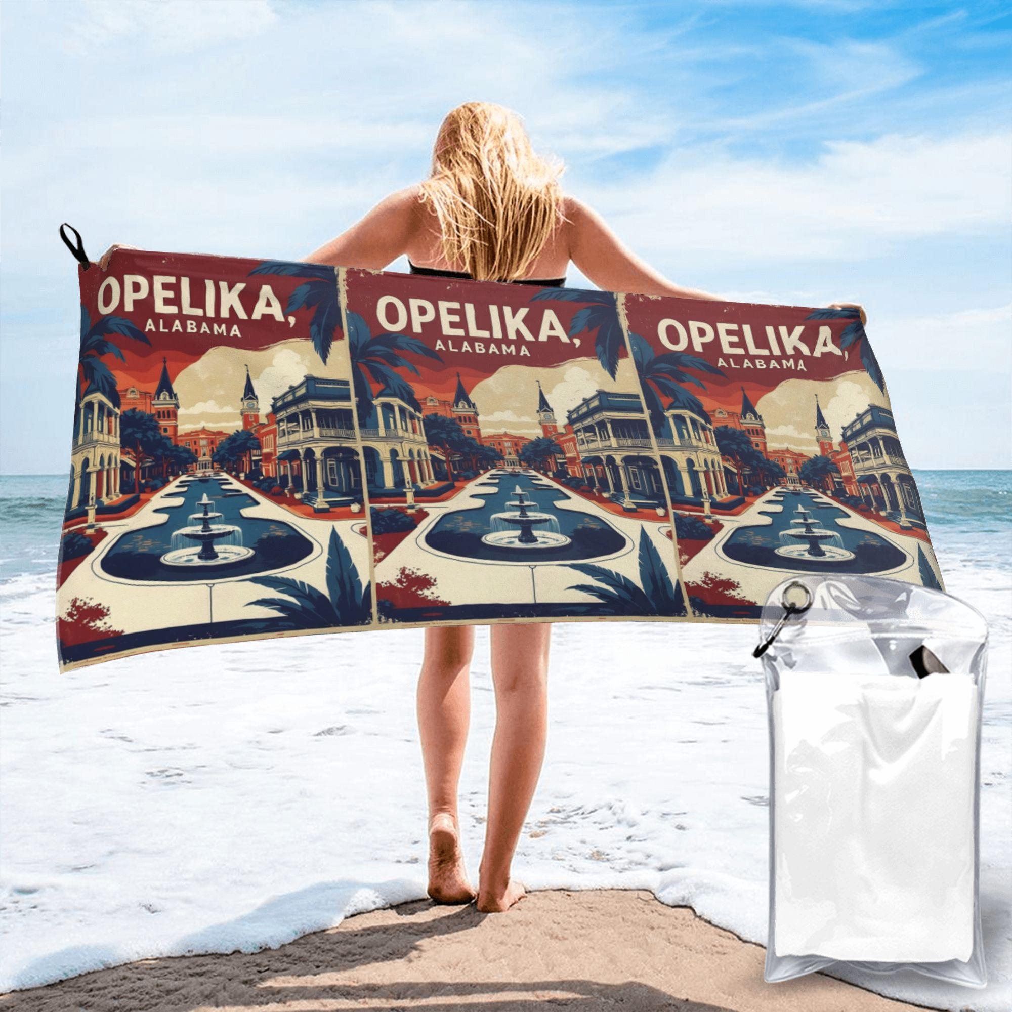 

Opelika Alabama 1950s USA Vintage Travel Tourism Beach Towel Soft Microfiber Quick Dry Absorbent Quick Towels For Bath W30*H60(CM)