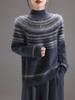 Women's Loose Fair Isle Brushed Wool Sweater - New Autumn/Winter Style with Thick Half-High Collar