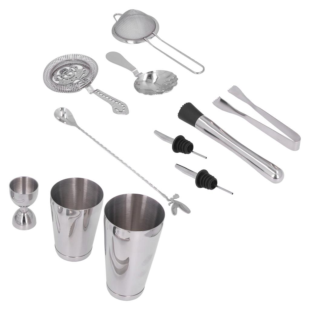 11PCS Cocktail Shaker Set Stainless Steel Drink Mixer Set Bar Cocktail Mixing Tool for