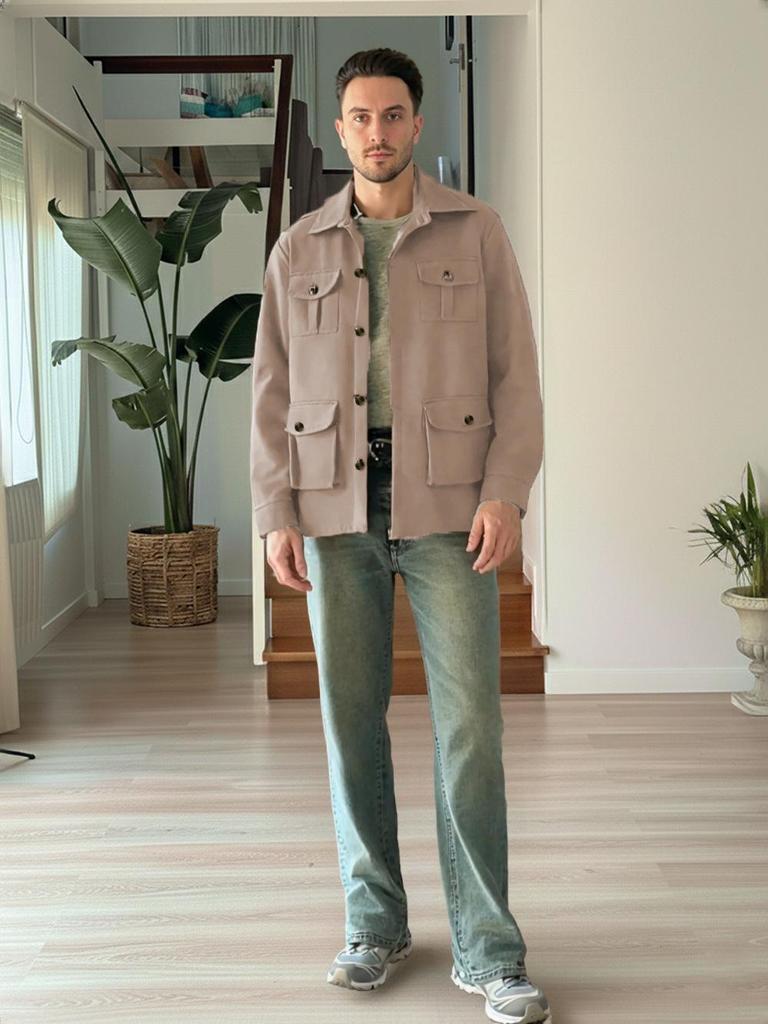 Męska Kurtka Robocza Myśliwska Retro Brytyjska na Wiosnę z Wieloma Kieszeniami